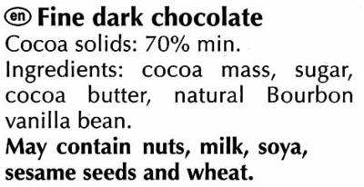 Schokolade 70% cocoa - Ingredienser - en