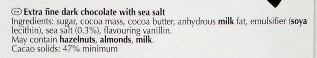Lindt excellence - a touch of sea salt Dark - Ingredienser - en