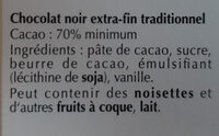 Schokolade 70%, Cacao - Ingredienser - fr