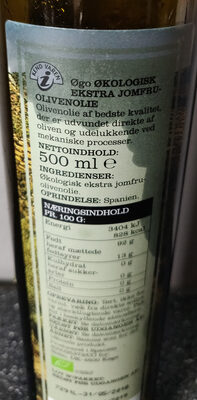 Øgo Økologisk Jomfru Olivenolie - Ingredienser - da