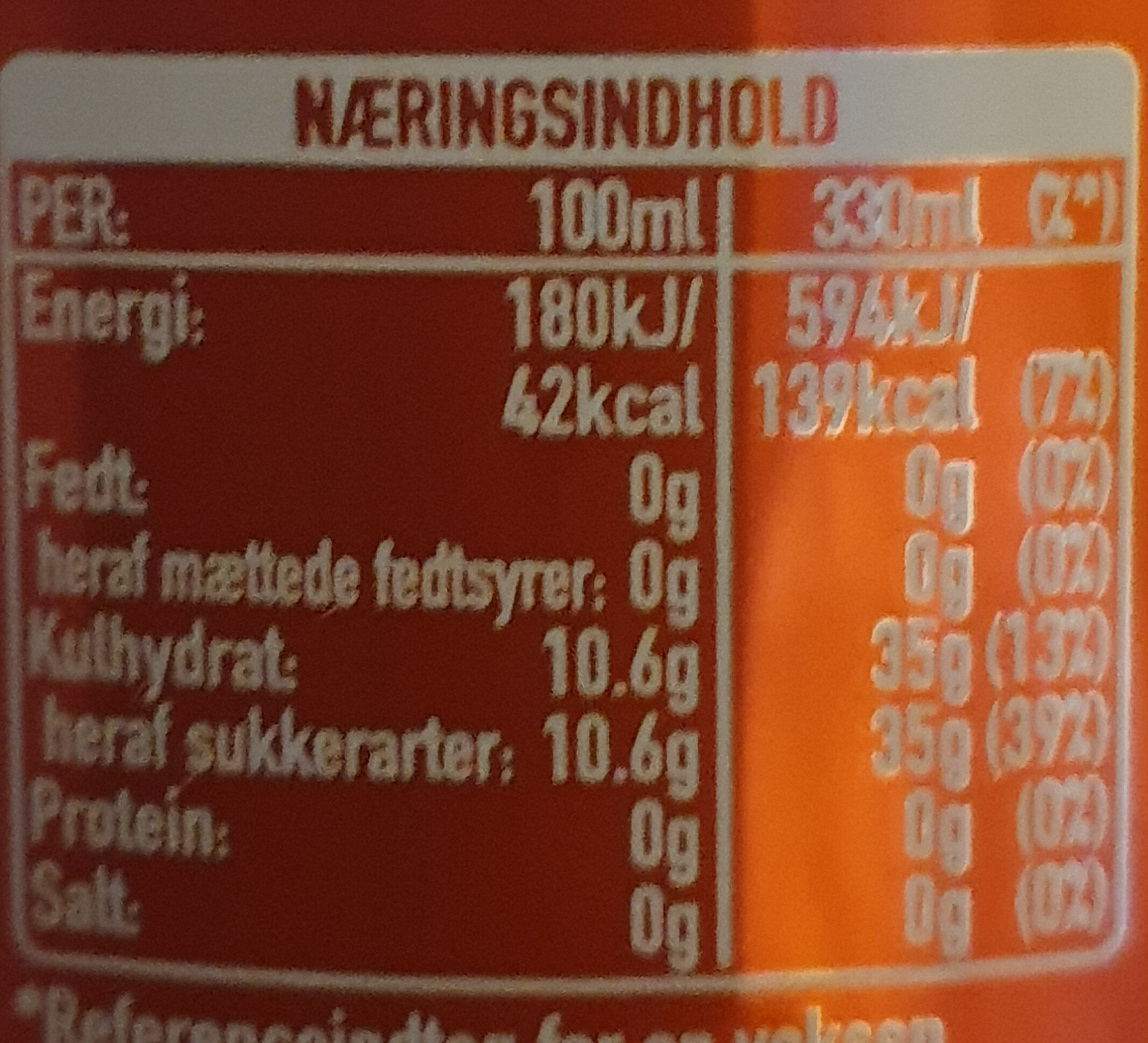 Original Taste Coca-Cola - Ernæringsfakta - da