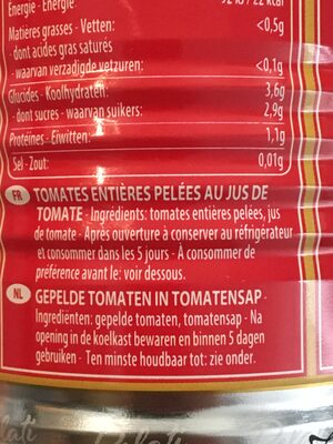 Geschälte Tomaten - Ingredienser - fr