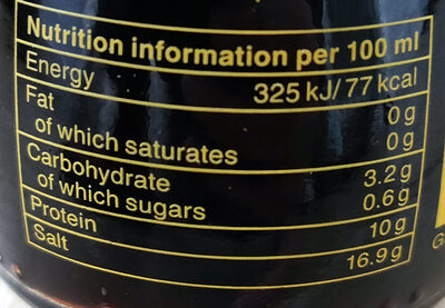 Kikkoman Soy Sauce 150ml - Ernæringsfakta - en